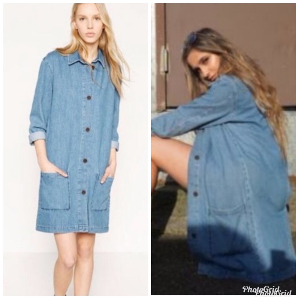 Zara The Levita long denim jacket small